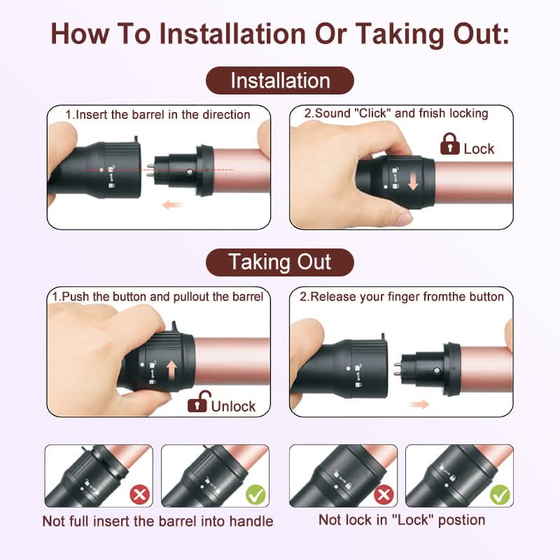 Professional 5 - in - 1 Curling Iron Set with Removable Barrels Create Loose Waves, Tight Curls, and Beachy Rings for Hair Types - Sccoti