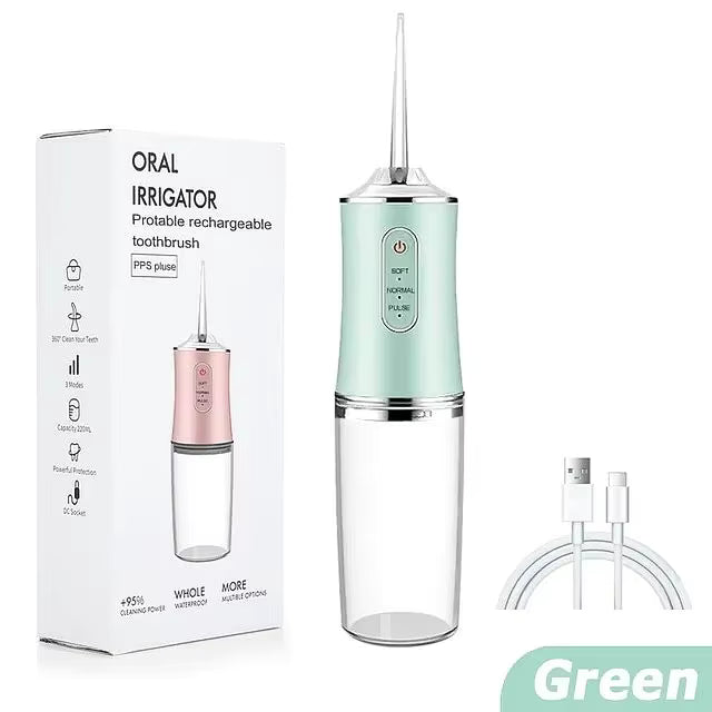 Irrigador dental de agua para dientes: 5 modos de limpieza inalámbrico portátil con 4 cabezales - Palillos de limpieza impermeables para el hogar y viajes