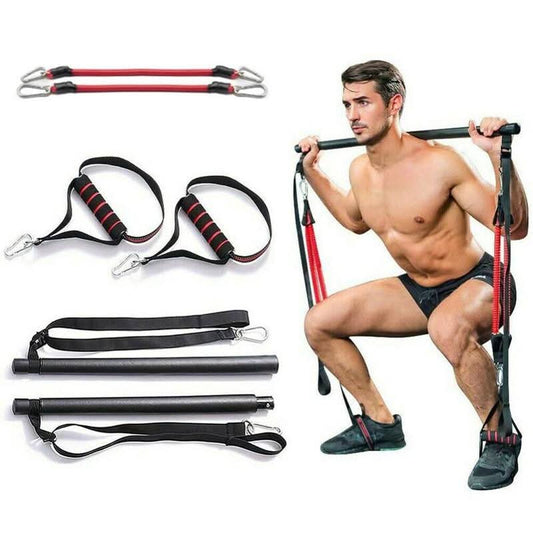 Pilates Bar Kit With Resistance Bands Portable Home Gym Workout Equipment Perfect Stretched Fusion Exercise Bar And Bands - Sccoti