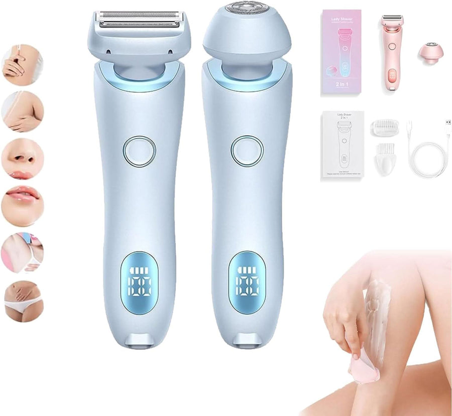 2 in 1 Livora Electric Shaver, Silkglide Pro, Bikini Trimmer for 𝐏𝐮𝐛𝐢𝐜 𝐇𝐚𝐢𝐫, Wet & Dry, Ipx7 Waterproof, Blade Replaceable, Epilator 𝐏𝐚𝐢𝐧𝐥𝐞𝐬𝐬 - Sccoti