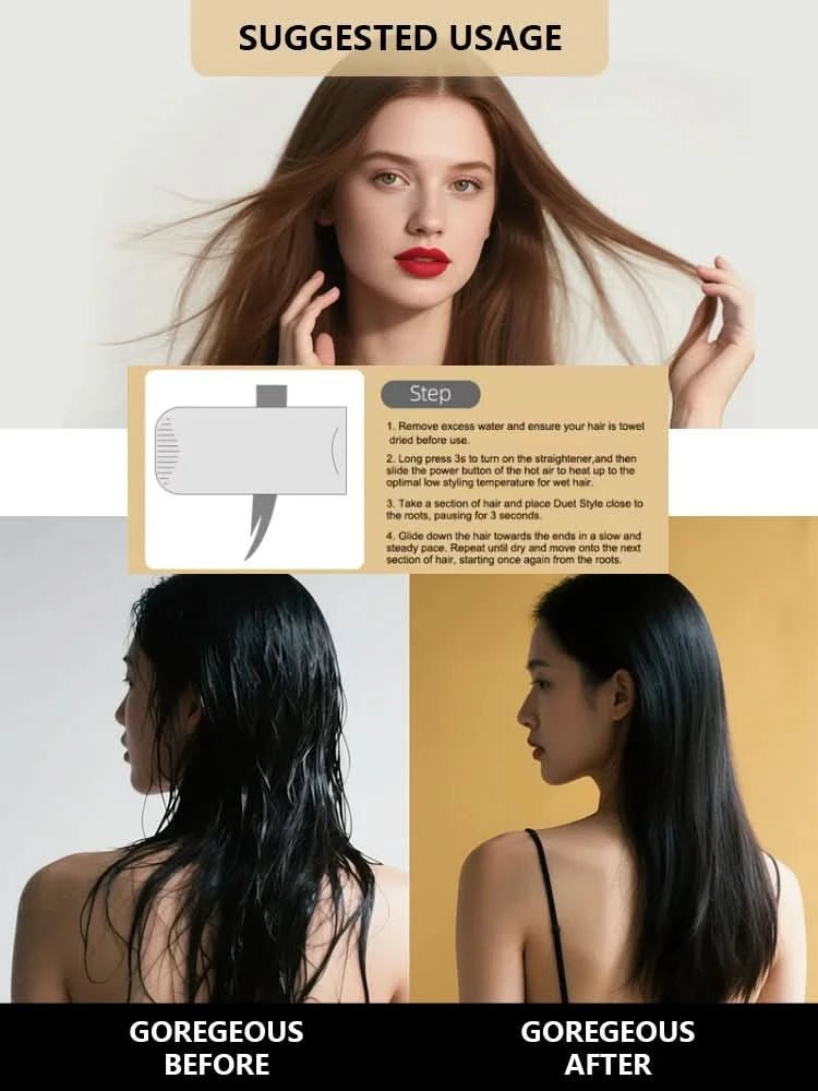 Viral 2 - in - 1 Air Straightener - No Heat Damage, Ionic Frizz Control, Fast Styling & Hair Protection for Smooth & Shiny Hair - Sccoti